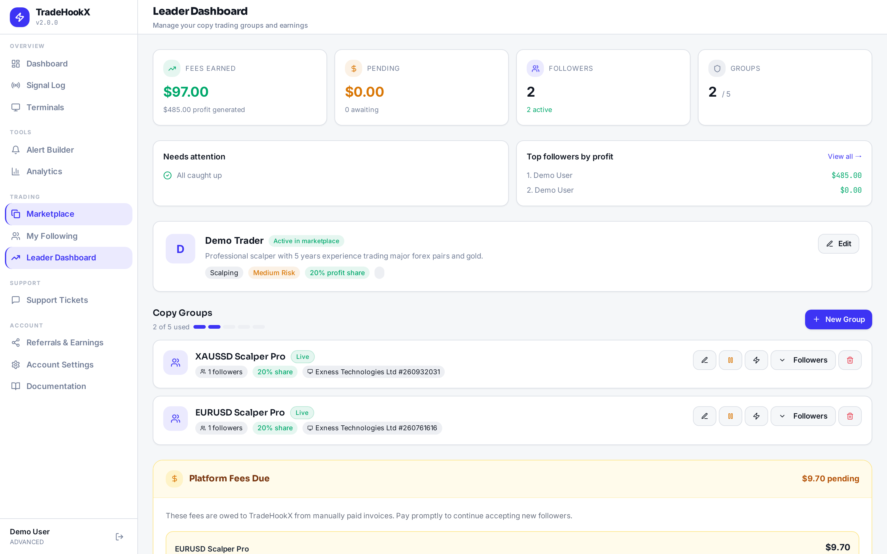 The leader dashboard